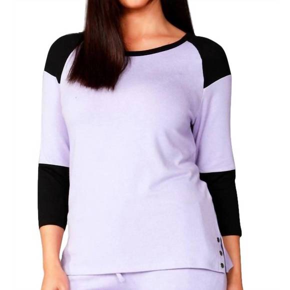 NEW FRENCH KYSS baseball "t" top in lilac/black - Picture 1 of 1